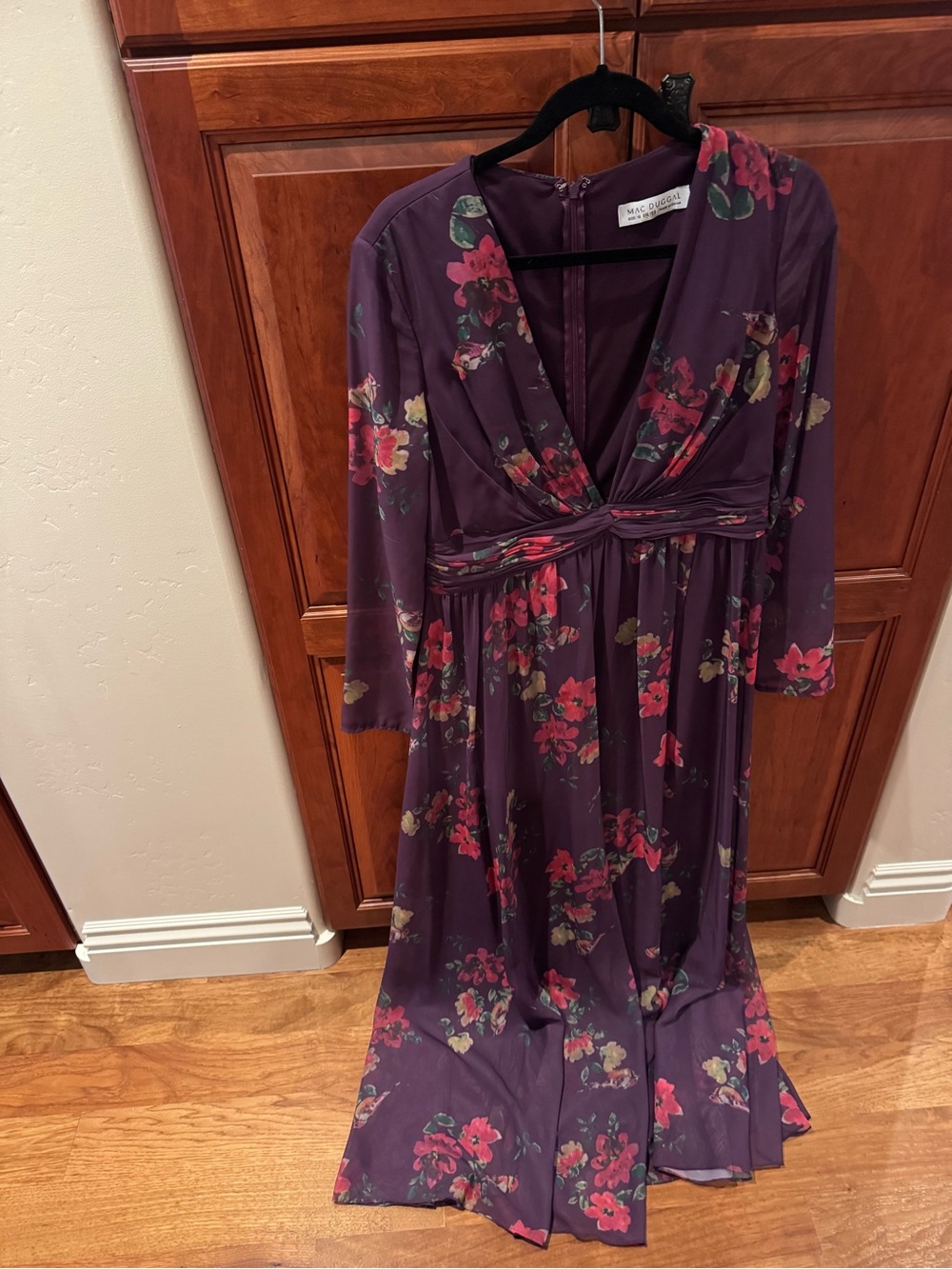 Mac Duggal Deep Purple Floral Evening Gown